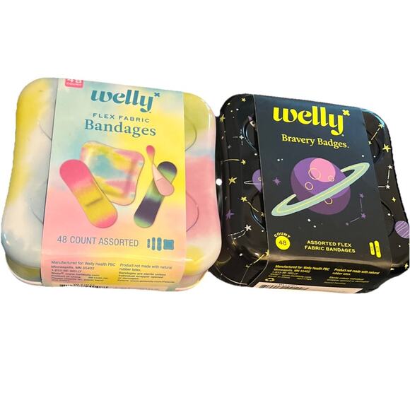 Welly X2 Fabric Bandages Flex 48 Each Space Bravery Badges & Pastel Tie Dye New - Picture 1 of 2